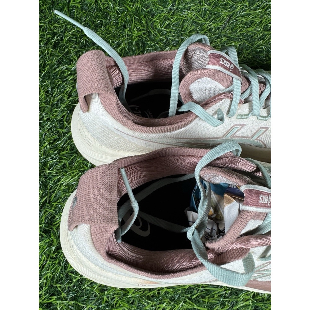 Asics Gel-Nimbus 27 Sneakers Women 9 Running Shoes Beige Pink Athletic Trainers - Picture 3 of 8